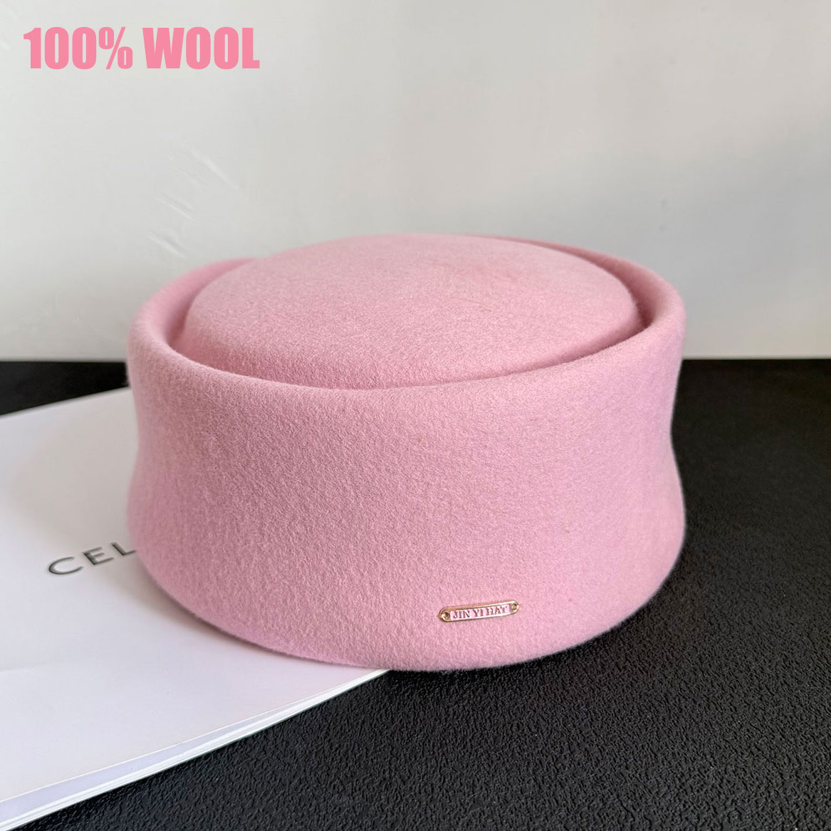 Beret French Wool - Sonbahar Kış Yeni %100 Pembe Siyah