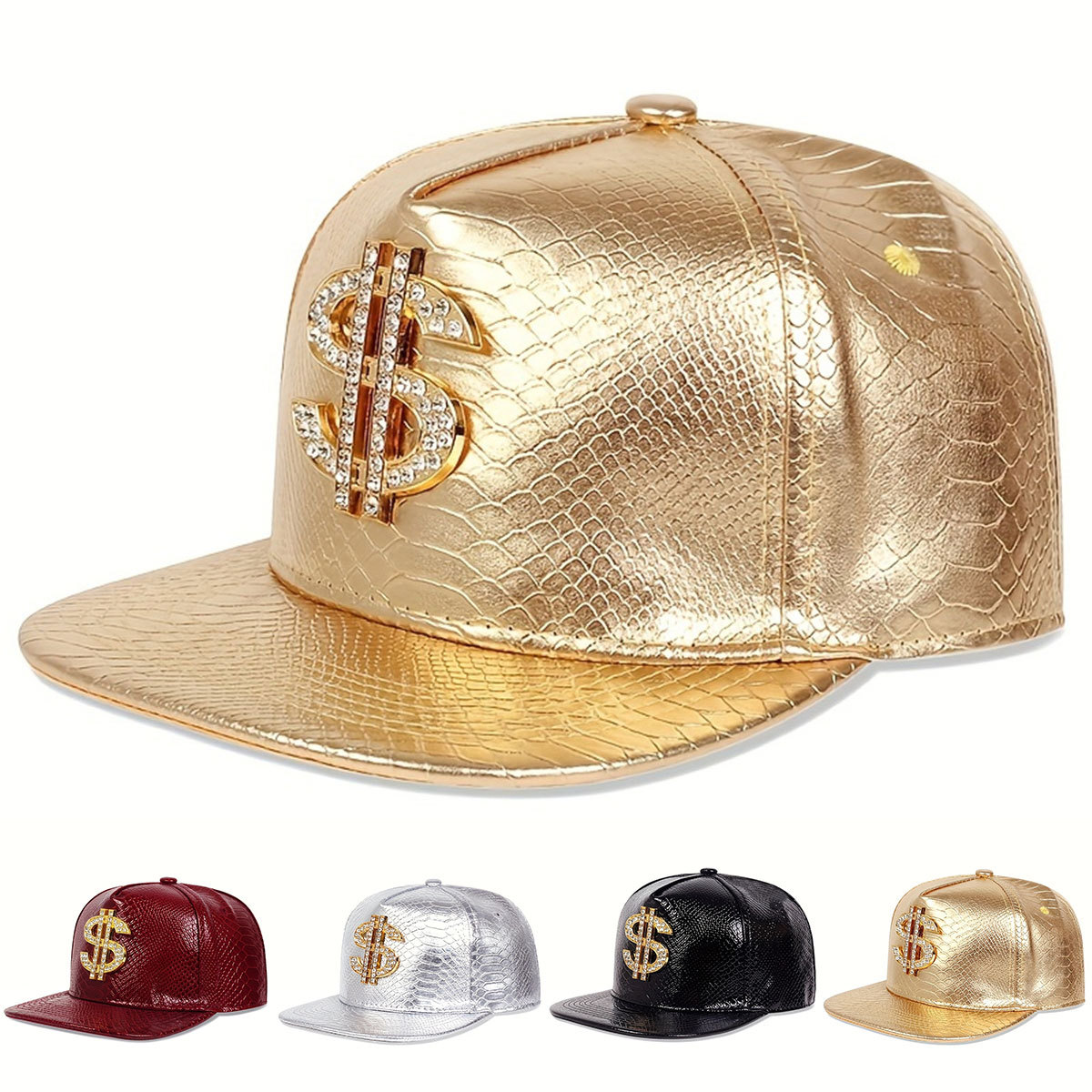 Snapback Hat Flat - Deri Metalik Dolar Burcu beyzbol şapkası