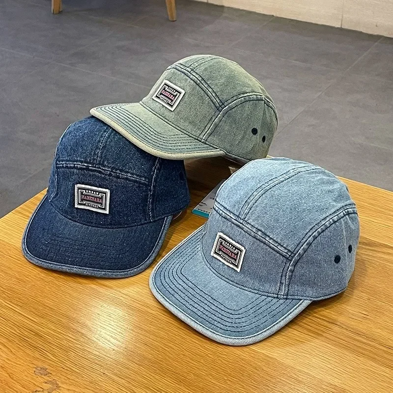 Corduroy Cap 5 Panel - Vintage Düz Ağız Denim Beyzbol Kapaklar